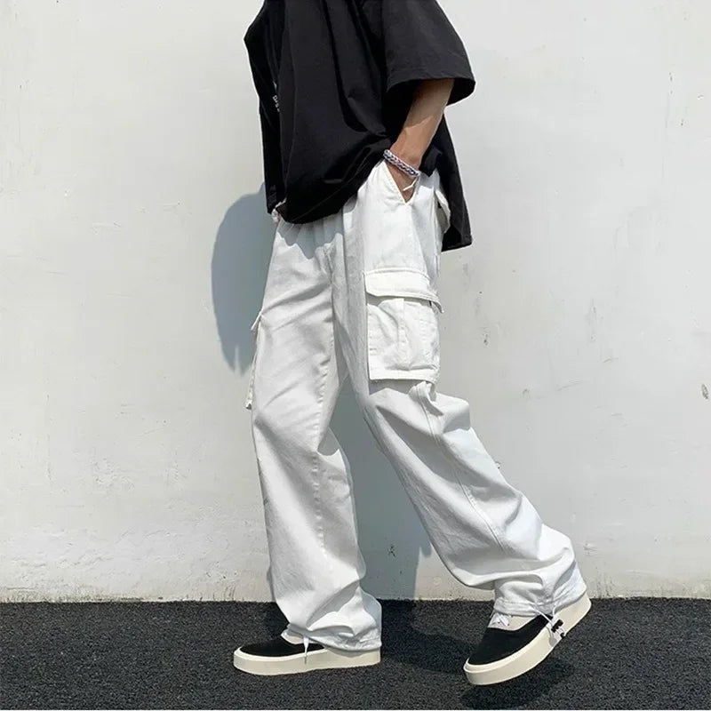 Funki Findz | Pants | Men's Loose Fit Long White Cargo Pants