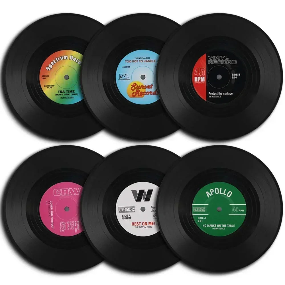 Funki Findz | Coasters | Vinyl Retro Record Coasters 6 Pcs Set