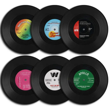 Funki Findz | Coasters | Vinyl Retro Record Coasters 6 Pcs Set