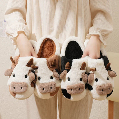 Funki Findz | Shoes | Women's Cute Plush Warm Cow Slippers