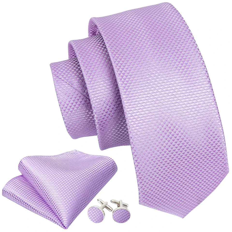 Funki Findz | Neckties | Men's Formal 3pcs Light Purple Tie Set