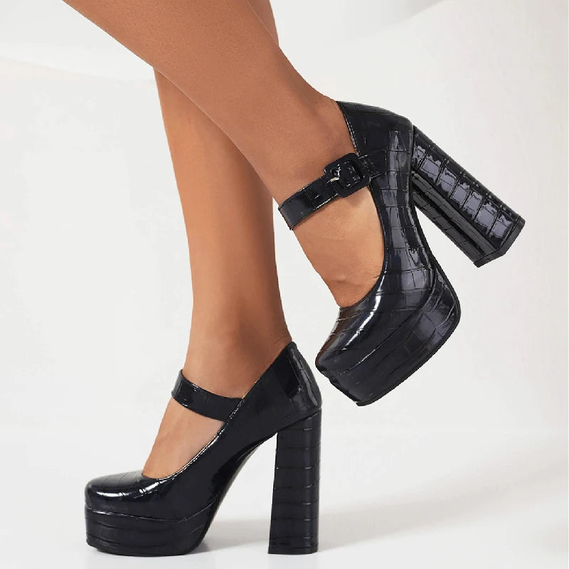 Funki Findz | Shoes | Women's Aligator Pattern High Mary Janes