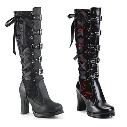 Funki Findz | Boots | Women's Ribbon Lace Up Platform Boots