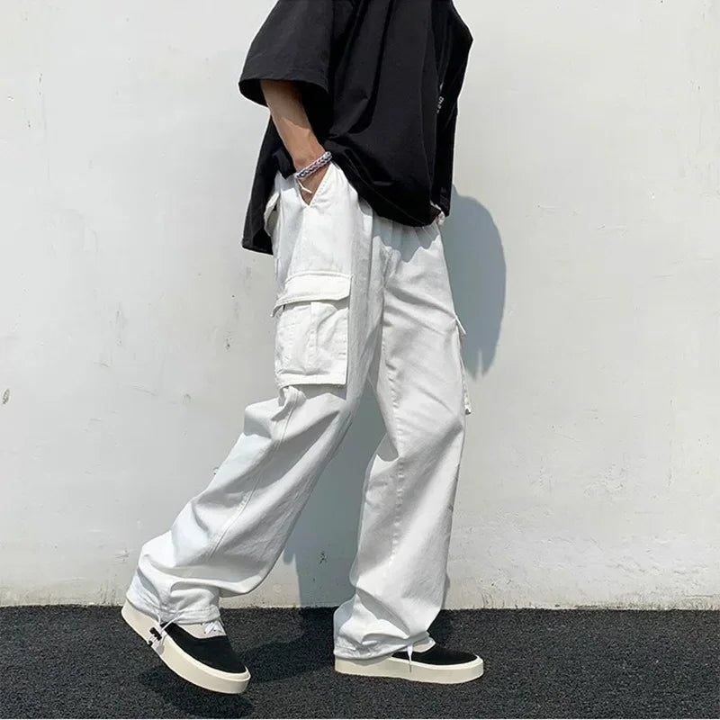 Funki Findz | Pants | Men's Loose Fit Long White Cargo Pants