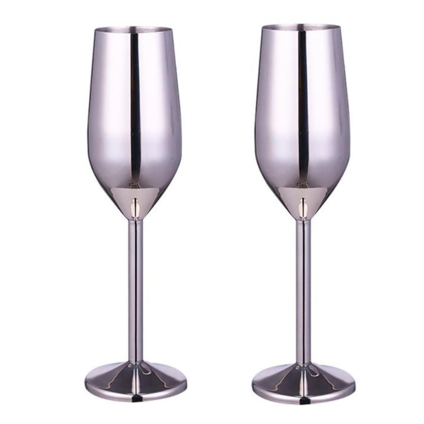 Funki Findz | Glasses | Stainless Steel Champagne Flutes 2 Pcs