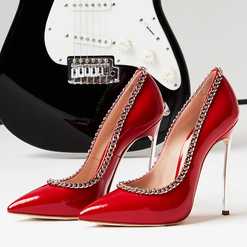 Funki Findz | Shoes | Women's Metal Heel Chain Design Stilettos