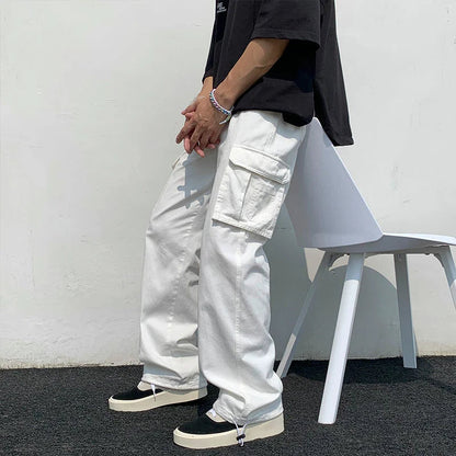 Funki Findz | Pants | Men's Loose Fit Long White Cargo Pants