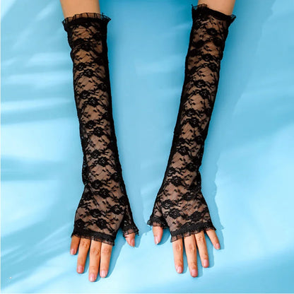 Funki Findz | Gloves | Women's Long Lace Fingerless Gloves