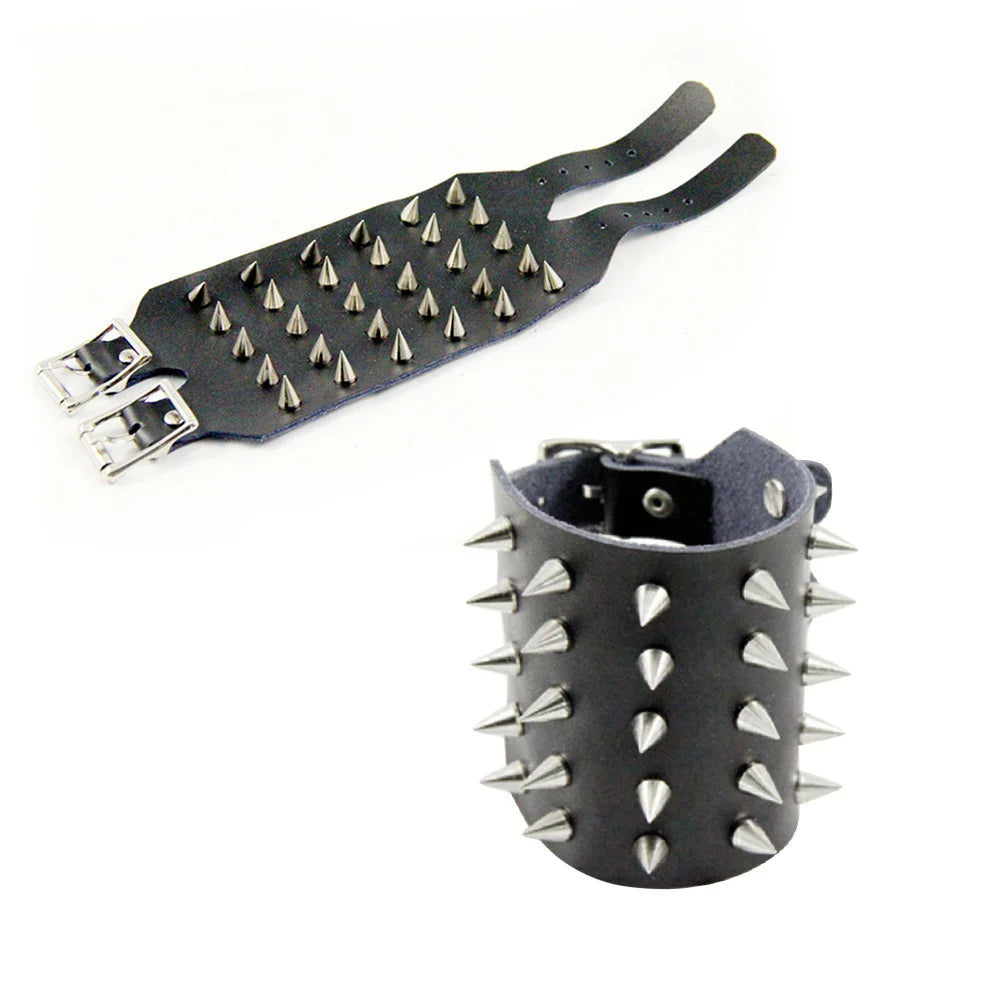Funki Findz | Bracelets | Unisex Leather Spike Wristband