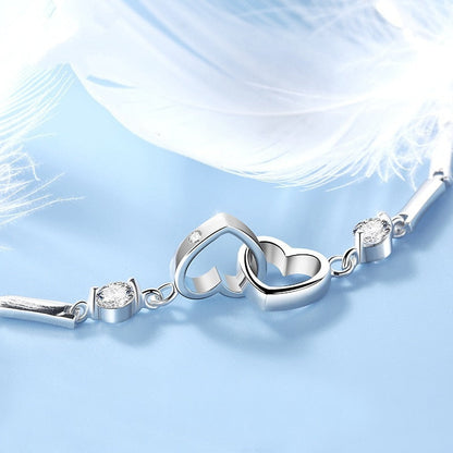 Funki Findz | Bracelets | Women's Double Heart Silver Bracelet