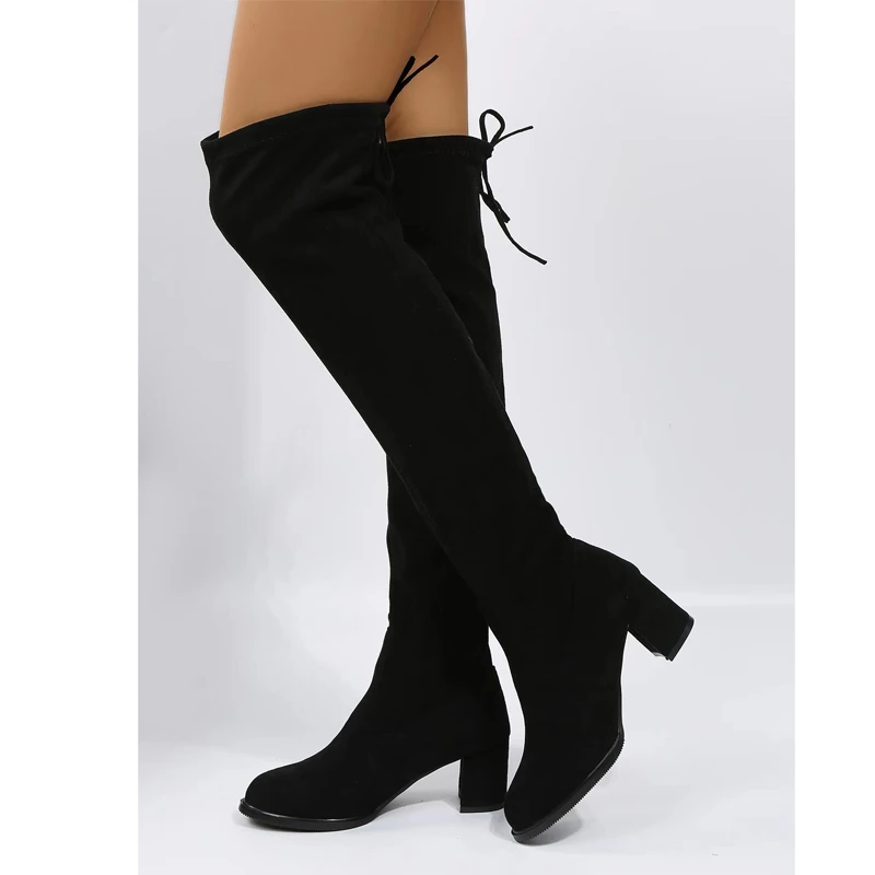 Funki Findz | Boots | Women's Thigh High Square Mid Heel Boots