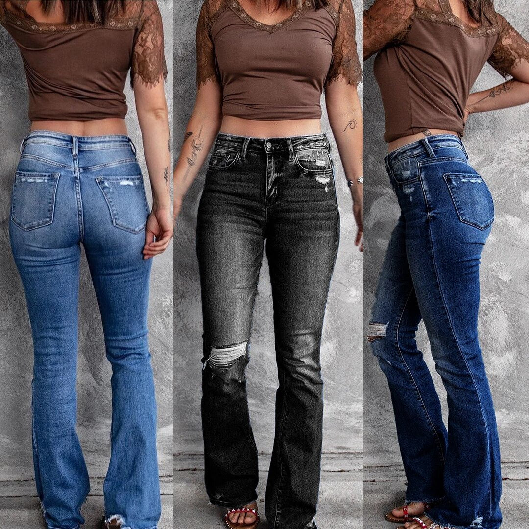 Funki Findz | Pants | Women's Straight Leg Boot Cut Ripped Jean