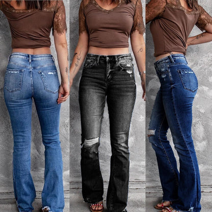 Funki Findz | Pants | Women's Straight Leg Boot Cut Ripped Jean