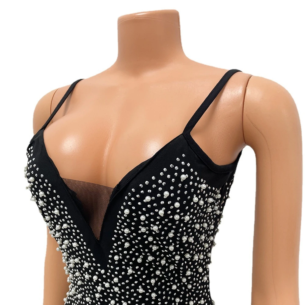 Funki Findz | Dresses | Women's Beaded Pearl Bodycon Dress