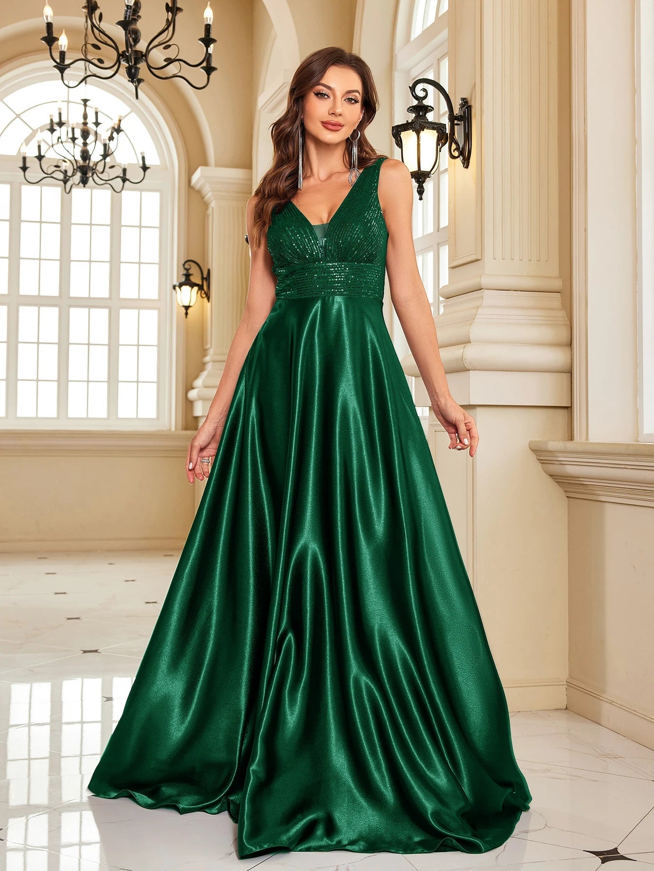 Funki Findz | Dresses | Women's Elegant Satin Sequin Dresses