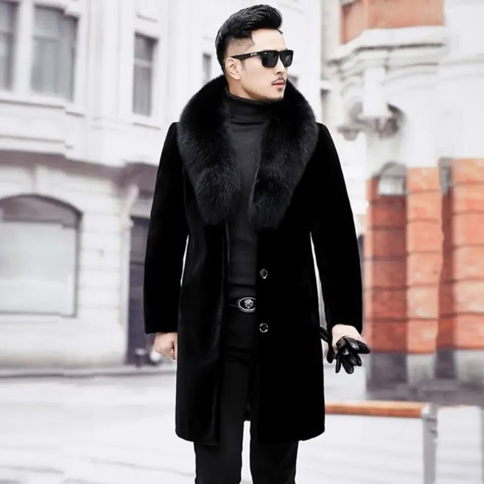 Funki Findz | Jackets | Men's Long Faux Fur Buttoned Up Coat