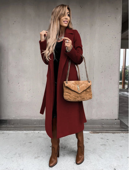 Funki Findz | Jackets | Women's Elegant Long Tie Belt Overcoats