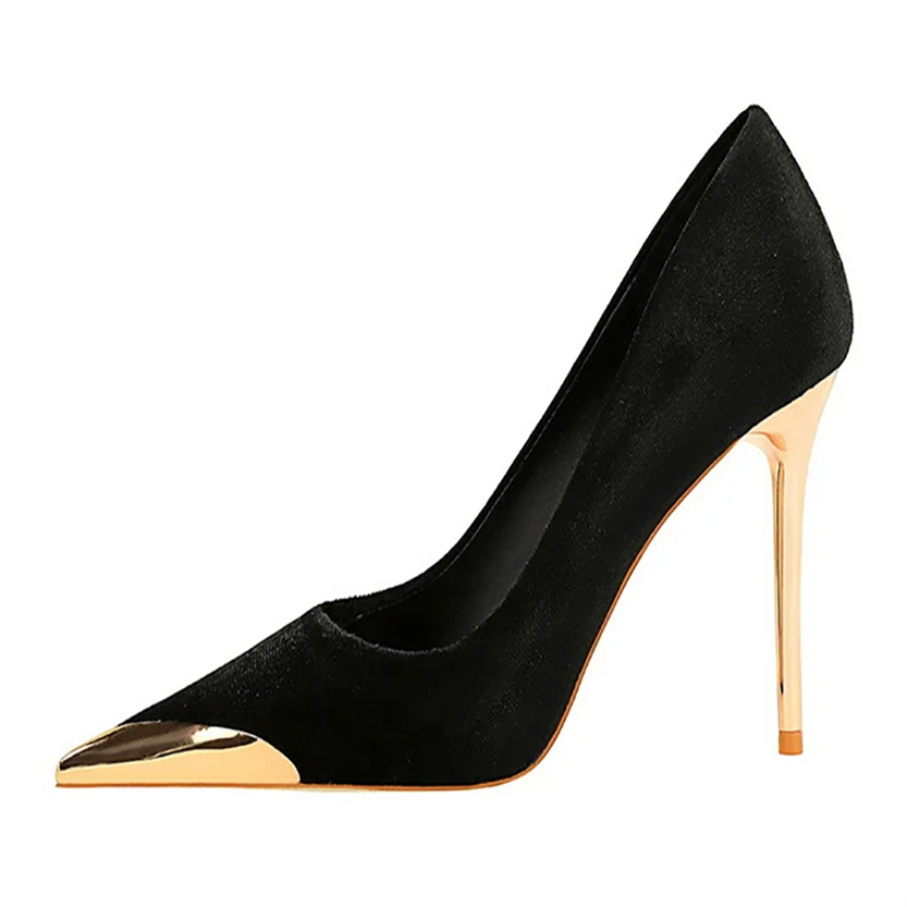 Funki Findz | Shoes | Women's Velvet Stilettos Metal Toe Heel