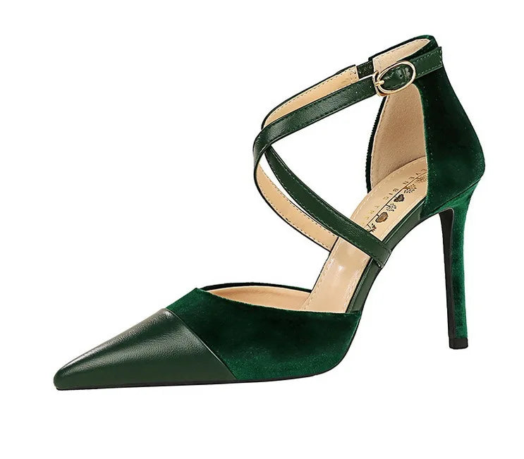 Funki Findz | Shoes | Women's Cross Strap Faux Suede Stilettos