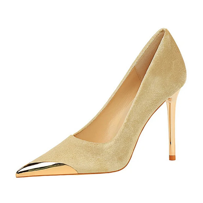 Funki Findz | Shoes | Women's Velvet Stilettos Metal Toe Heel