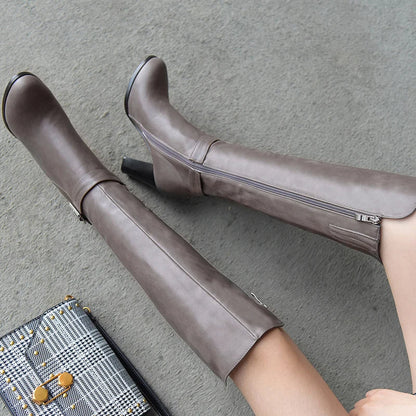 Funki Findz | Boots | Women's High Block Heeled Pull On Boots