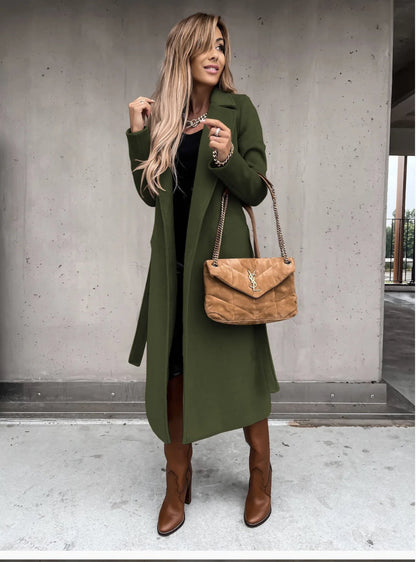 Funki Findz | Jackets | Women's Elegant Long Tie Belt Overcoats