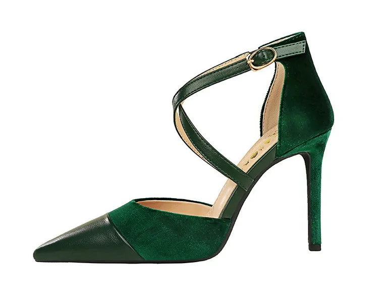 Funki Findz | Shoes | Women's Cross Strap Faux Suede Stilettos