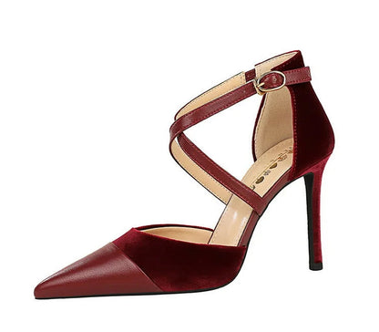 Funki Findz | Shoes | Women's Cross Strap Faux Suede Stilettos