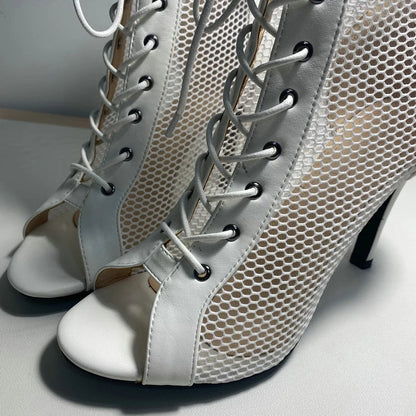 Funki Findz | Boots | Women's Mesh Peep Toe Stiletto Booties