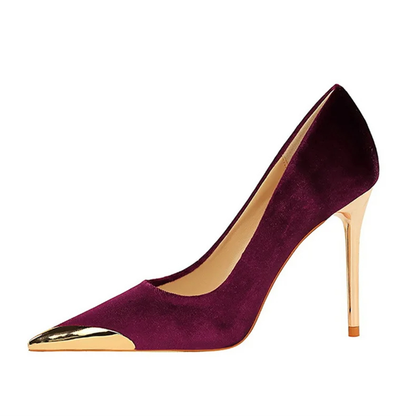 Funki Findz | Shoes | Women's Velvet Stilettos Metal Toe Heel