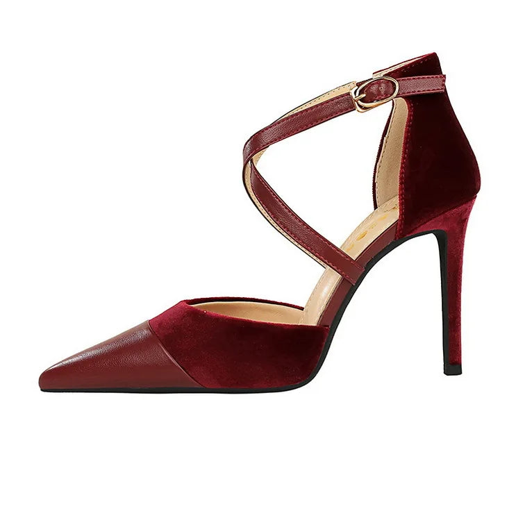 Funki Findz | Shoes | Women's Cross Strap Faux Suede Stilettos