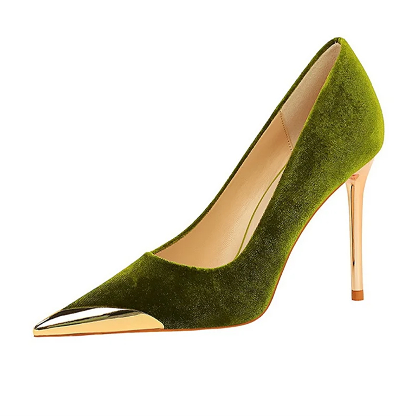 Funki Findz | Shoes | Women's Velvet Stilettos Metal Toe Heel