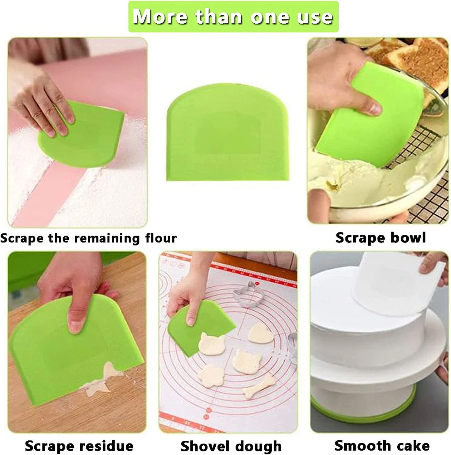 Funki Findz | Cooking Scrapers | Plastic Cake Spatula Dough Scraper