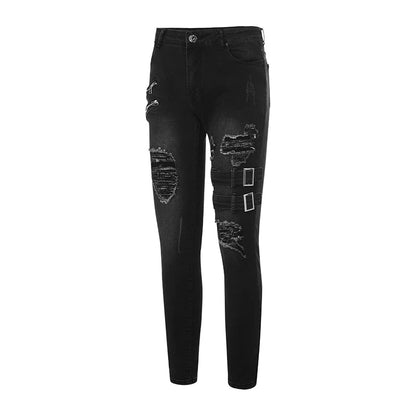 Funki Findz | Pants | Men's Punk Skinny Denim Buckle Jeans