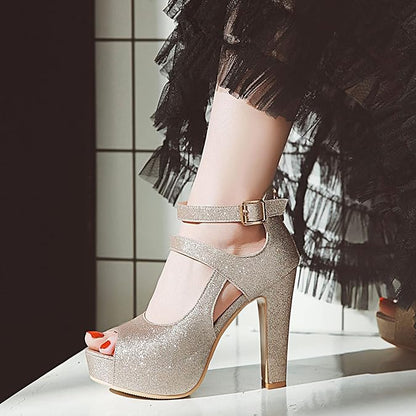 Funki Findz | Shoes | Women's Sequin Peep Toe Platform Sandal