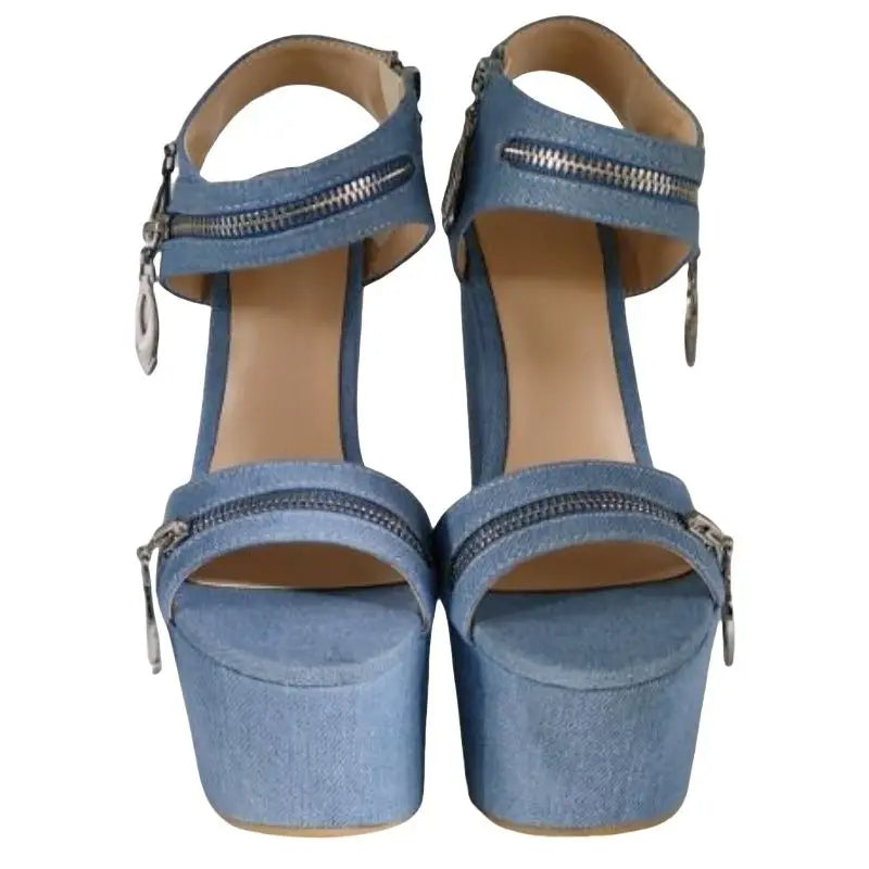 Funki Findz | Shoes | Women's Denim Zipper Plaform Sandals