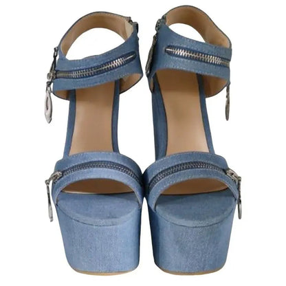 Funki Findz | Shoes | Women's Denim Zipper Plaform Sandals