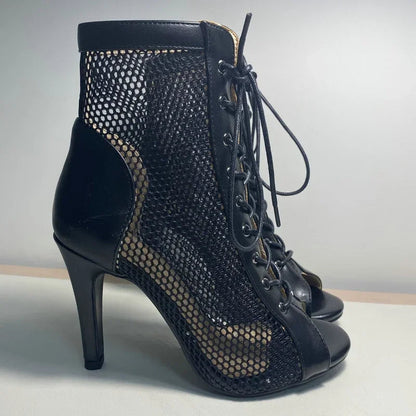 Funki Findz | Boots | Women's Mesh Peep Toe Stiletto Booties