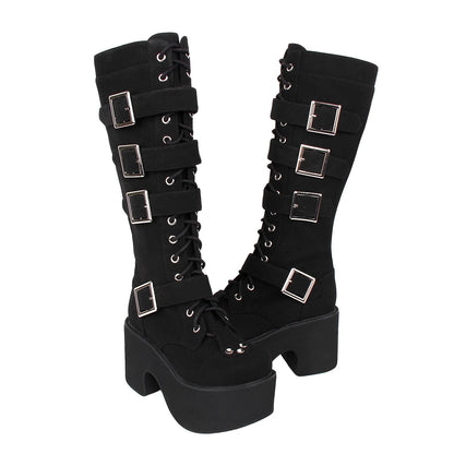 Funki Findz | Boots | Women's Harajuku Flock Buckle Boots