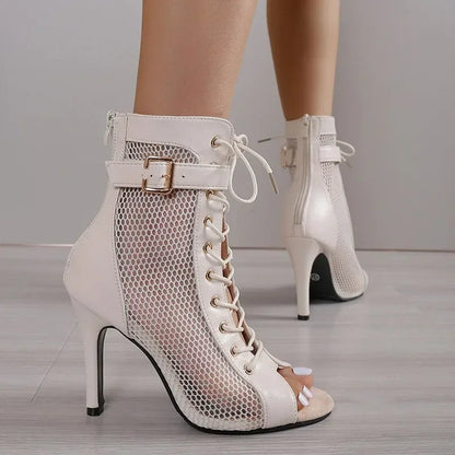 Funki Findz | Boots | Women's Mesh Lace Up Buckle Ankle Boots