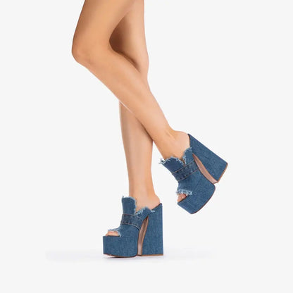 Funki Findz | Shoes | Denim Design Plaform Summer Sandals
