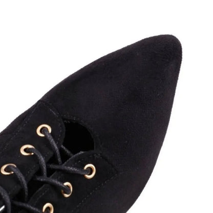 Funki Findz | Boots | Women's Suede Lace Up Stiletto Short Boot