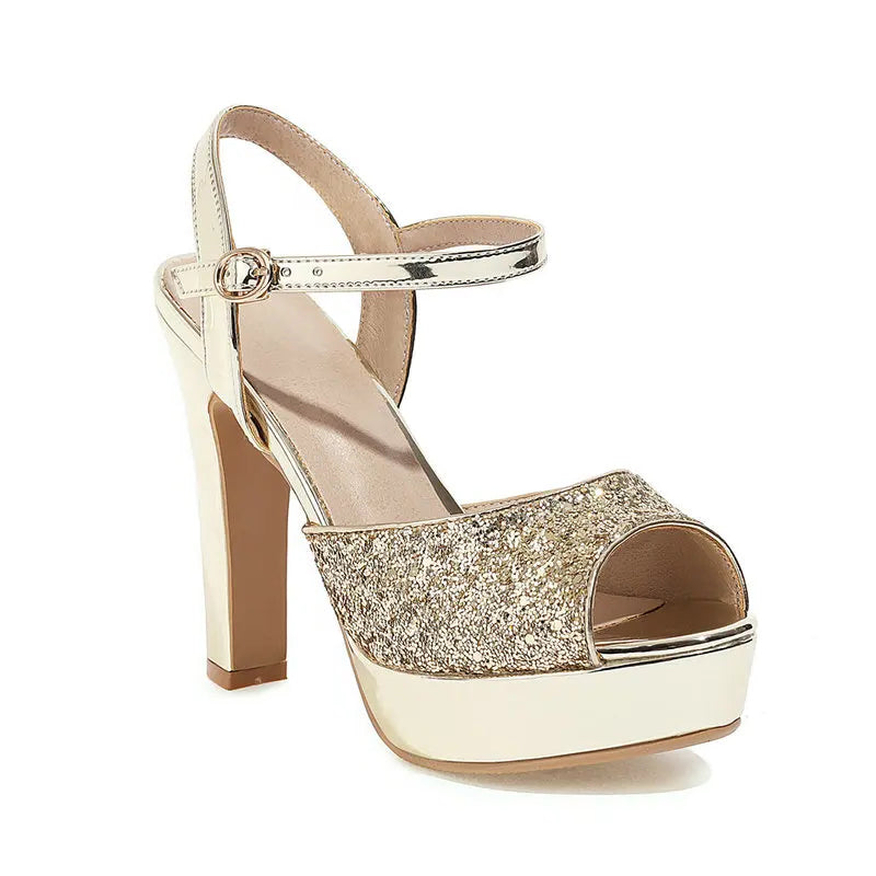 Funki Findz | Shoes | Women's Gold Silver High Chunky Sandals