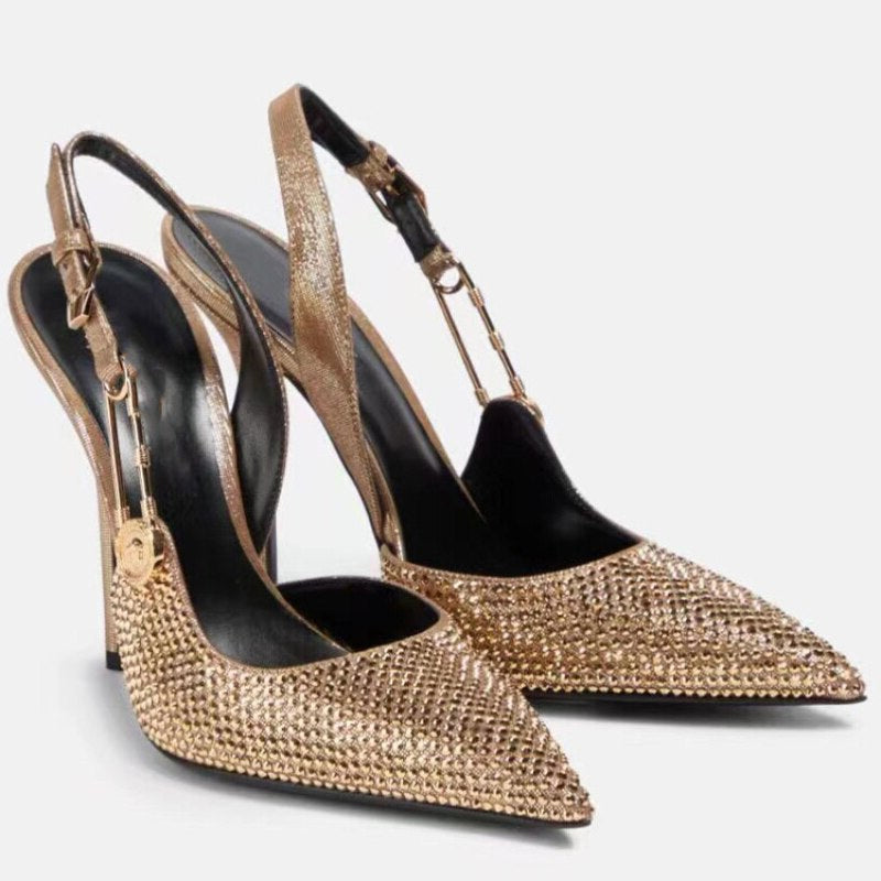 Funki Findz | Shoes | Women's Metallic Beaded High Slingbacks
