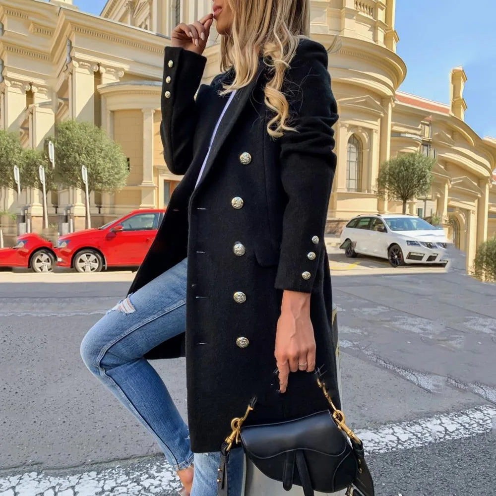 Funki Findz | Jackets | Women's Military Style Buttoned Overcoat