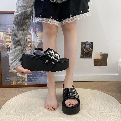 Funki Findz | Shoes | Women's Chunky Gothic Wedge Slides
