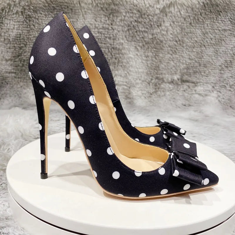 Funki Findz | Shoes | Women's Polka Dot Bowknot Satin Stilettos