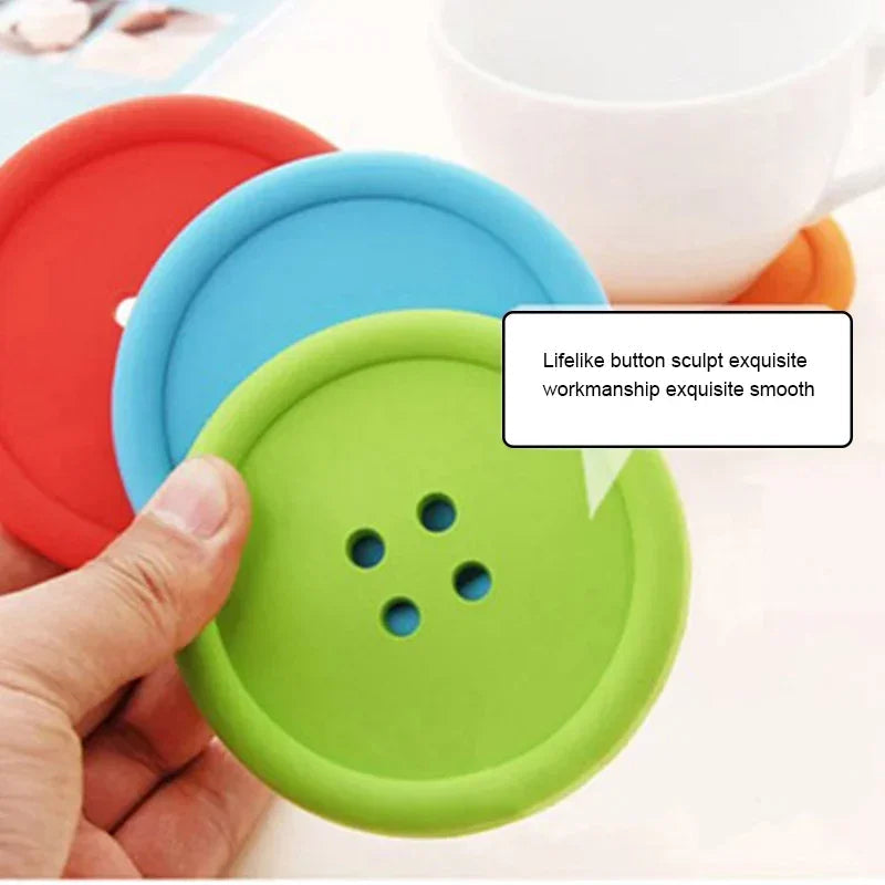 Funki Findz | Coasters | Button Shaped Silicone Coasters 5 Pcs