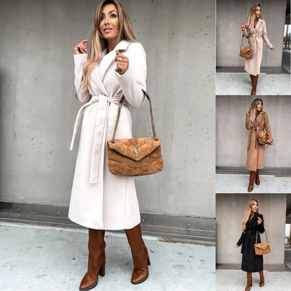 Funki Findz | Jackets | Women's Elegant Long Tie Belt Overcoats