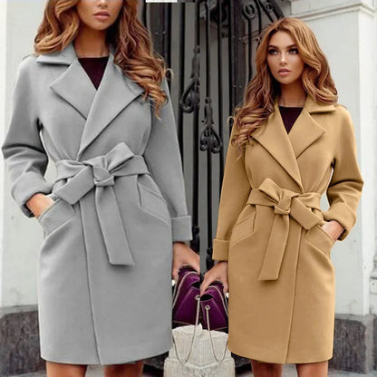 Funki Findz | Jackets | Women's Suit Collar Slim Fit Tie Belt Coat